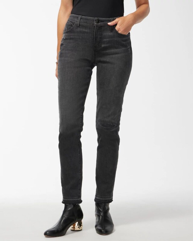 Girlfriend Distressed Ankle Jeans